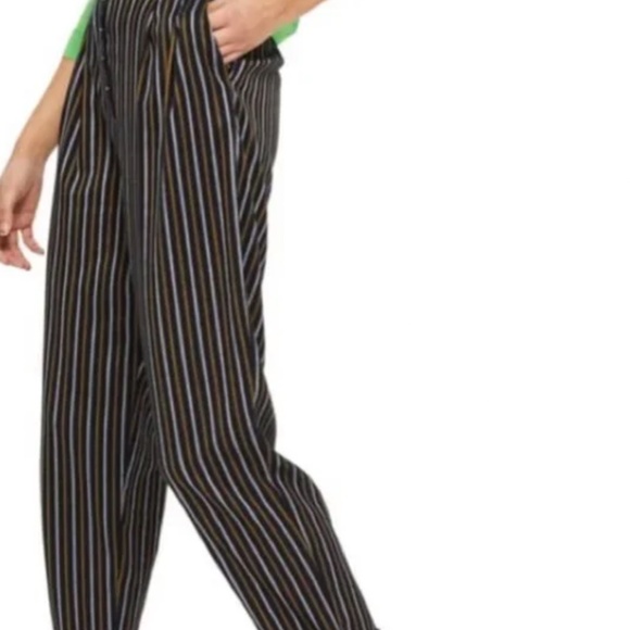 EUC Topshop High Waisted Stripe Pants Trousers Pleated Button Front Size 4 - Picture 3 of 11